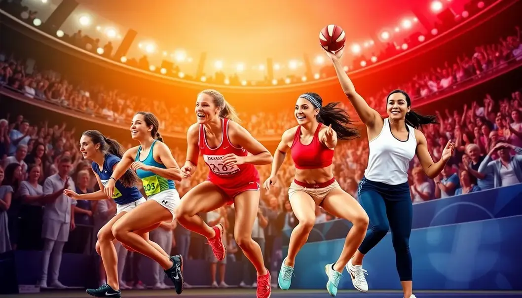 Female athletes showcase teamwork and determination.