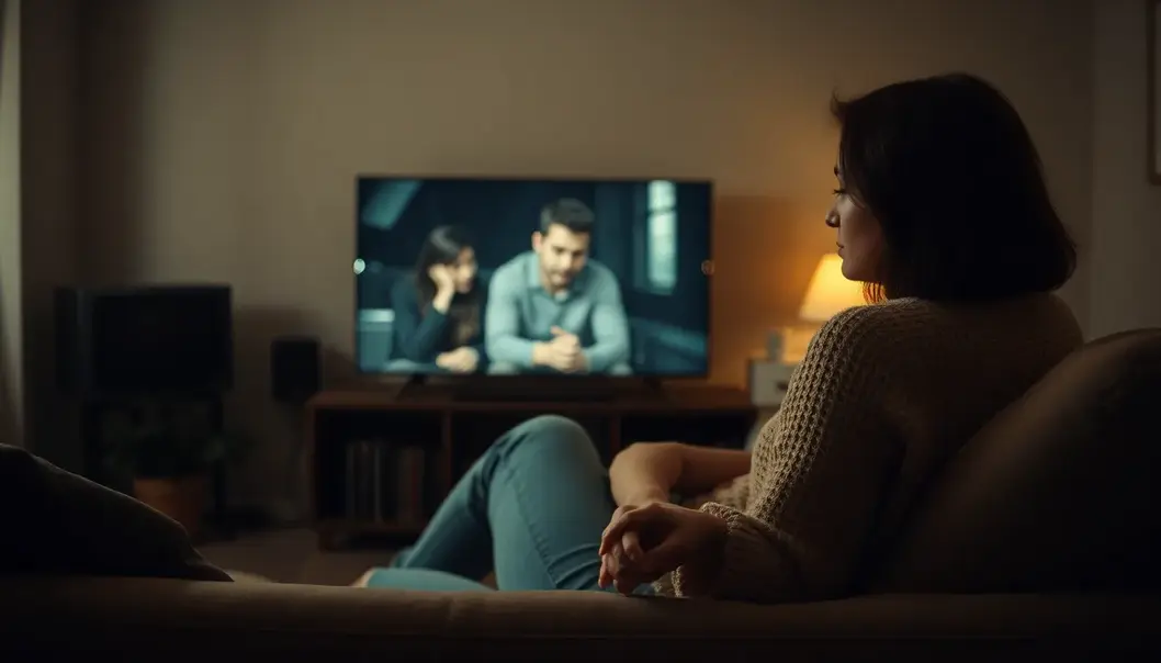 A couple bonding over a suspenseful true crime show.